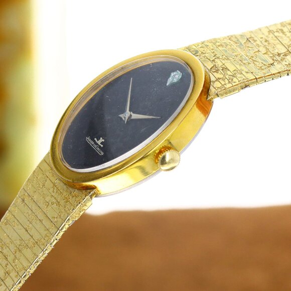 Jaeger-LeCoultre Oval Vintage Dress Watch Circa 1970’s, Black Dial - Yellow Gold - Picture 9 of 10